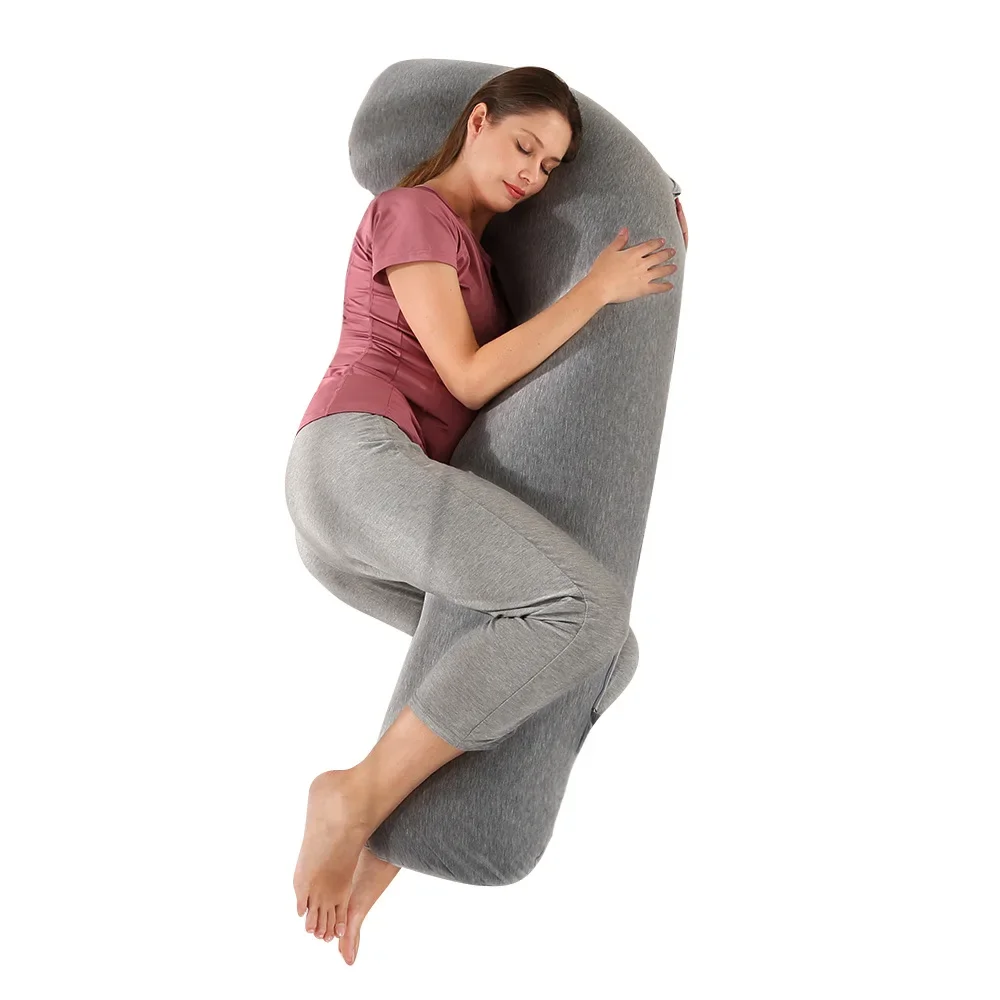 Pillow & Body Pillow for Home - 1PC Removable Washable J-shaped Side Sleep Pregnancy Pillow, Leg-clamping Cushion