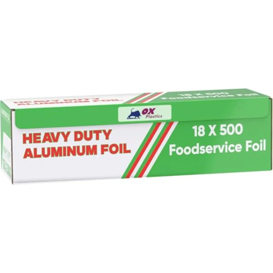 

1 Pack Aluminum Foil Wrap 18"x 500 Feet - 80 Gauge Heavy-Duty Commercial Grade for Food Service Industry - Silver Foil for Cook