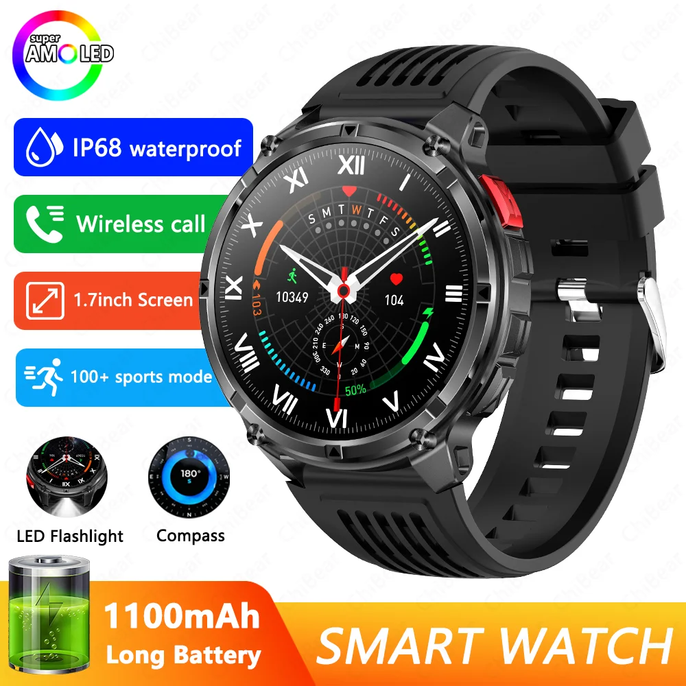2026 Nieuwe T-Rex3 Pro 1100 mAh Batterij Smart Horloge GPS pad 5ATM Waterdichte Sport Run tracker Buiten Kompas Militaire Smartwatch