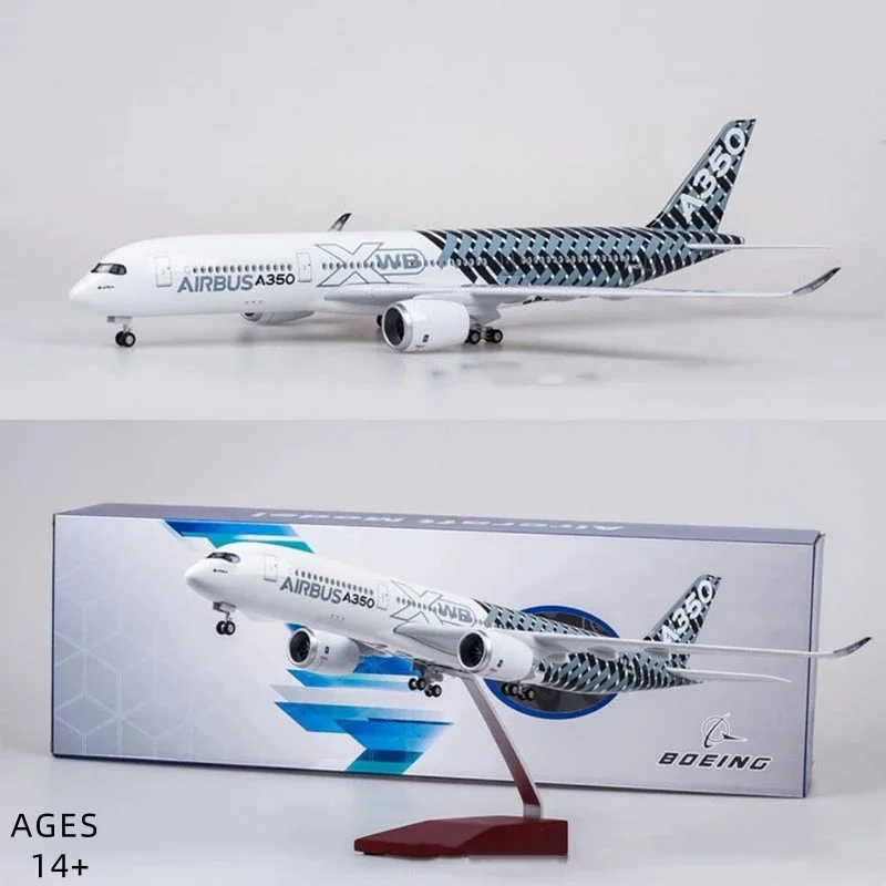 1/142 Scale 47CM Airplane Airbus A350 Prototype XWB Airways Model With lights and wheels Diecast Resin Plane Collection Gifts