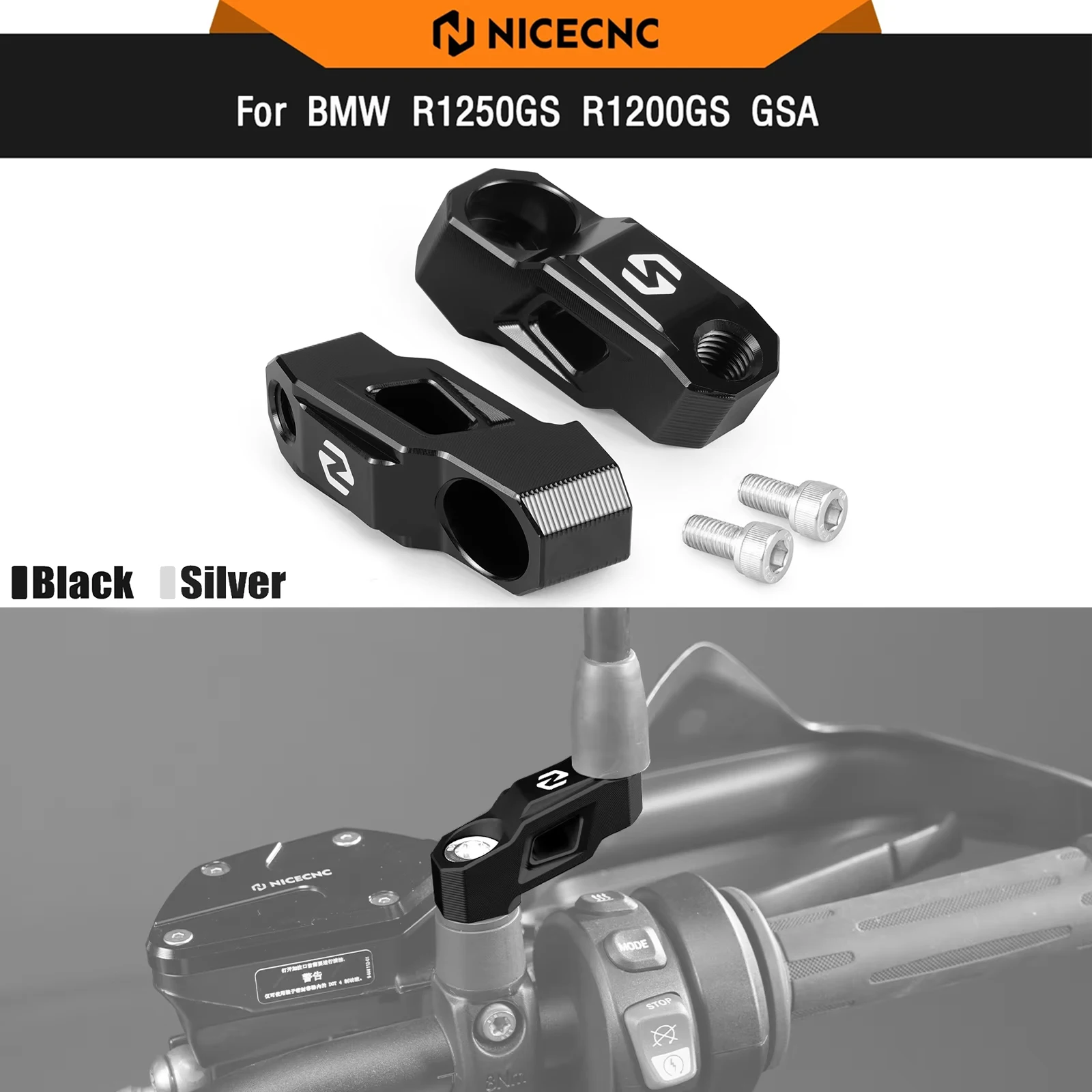 

For BMW R1250GS GSA 2019-2024 Mirrors Extender Riser R1250GS Adventure 2019-2024 R1250GS 2019-2023 R1200GS/Adventure 2013-2018