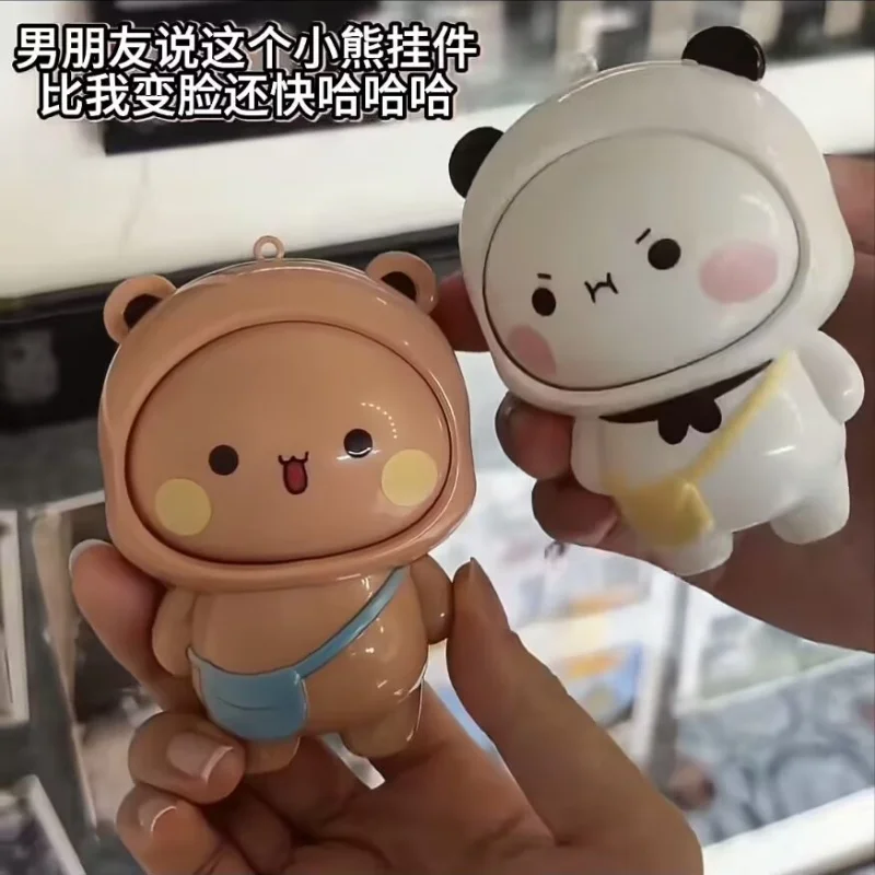 In Stock Yier And Bubu Variable Face Backpack Pendant, Cute Cartoon Bear Keychain, Kawaii Girl'S Best Friend Birthday Gift