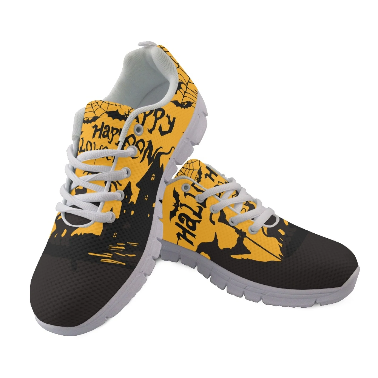 Coloranimal Witch Silhouette New Trend Lace Up Athletic Shoes for Men Mesh & EVA Sole Fashion Sneakers Running Shoes