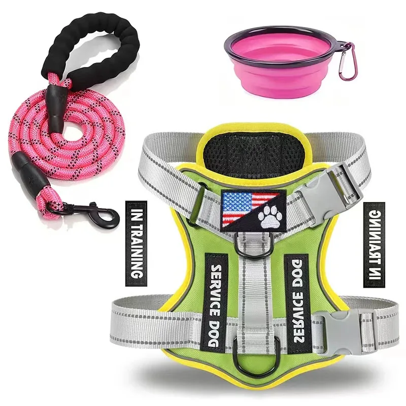 New explosion-proof reflective night vision vest dog breast straps with a portable bowl set