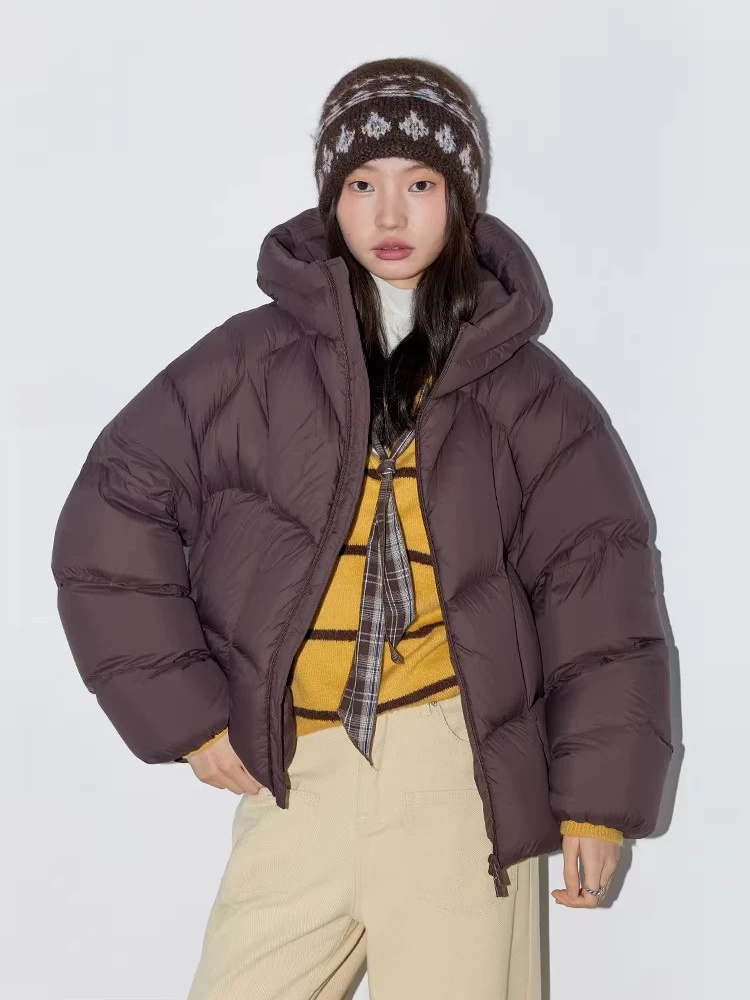 Chique ven mulheres jaquetas moda casual com capuz sólido macio pato branco para baixo casacos senhora solto curto casaco quente outono inverno 2025