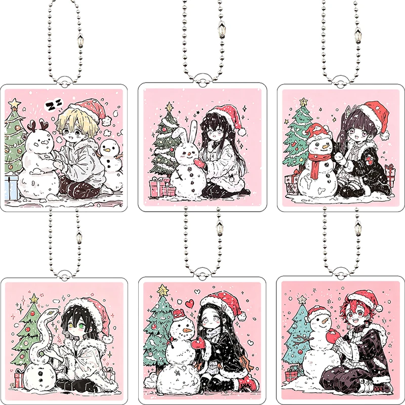 Mitsuri Kanroji Demon Slayer Weihnachts-Acryl-Schlüsselanhänger Anime Cartoon Taschenanhänger Peripherie-Zubehör Dekoration Festival-Geschenk