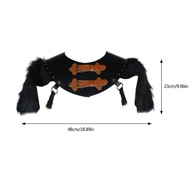 Średniowieczny naramiennik ze skórzanym kołnierzem szal dla mężczyzn, średniowieczny skórzany kołnierz naramiennik kostium DXAA