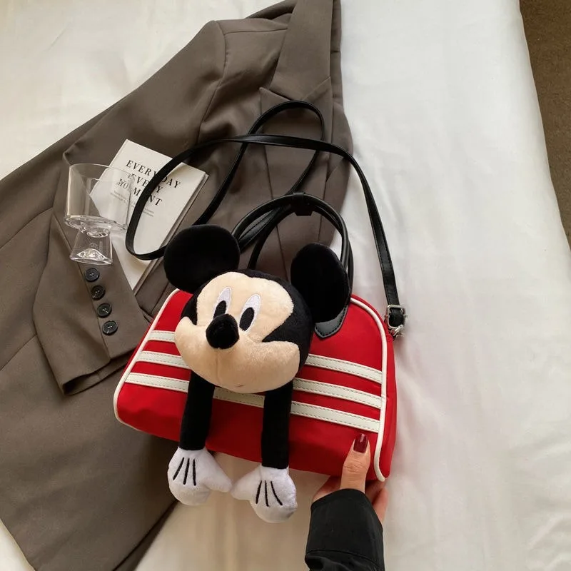 Bolso de lona con dibujos animados de Mickey y Disney, bandolera de hombro portátil de gran capacidad, con personalidad, a la moda