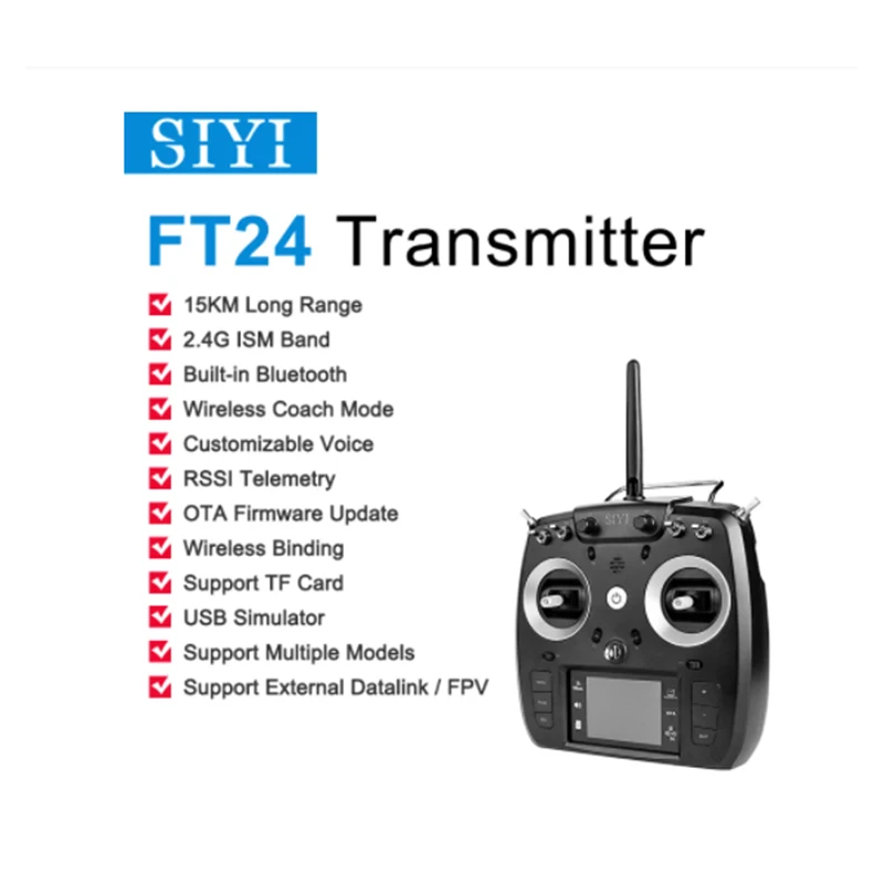 

НОВЫЙ передатчик дальнего действия SIYI FT24, 2,4 ГГц, 12 каналов, 15 км, с мини-приемником OTA FR/FR для внешней многопротокольной радиочастотной системы R9M/TBS