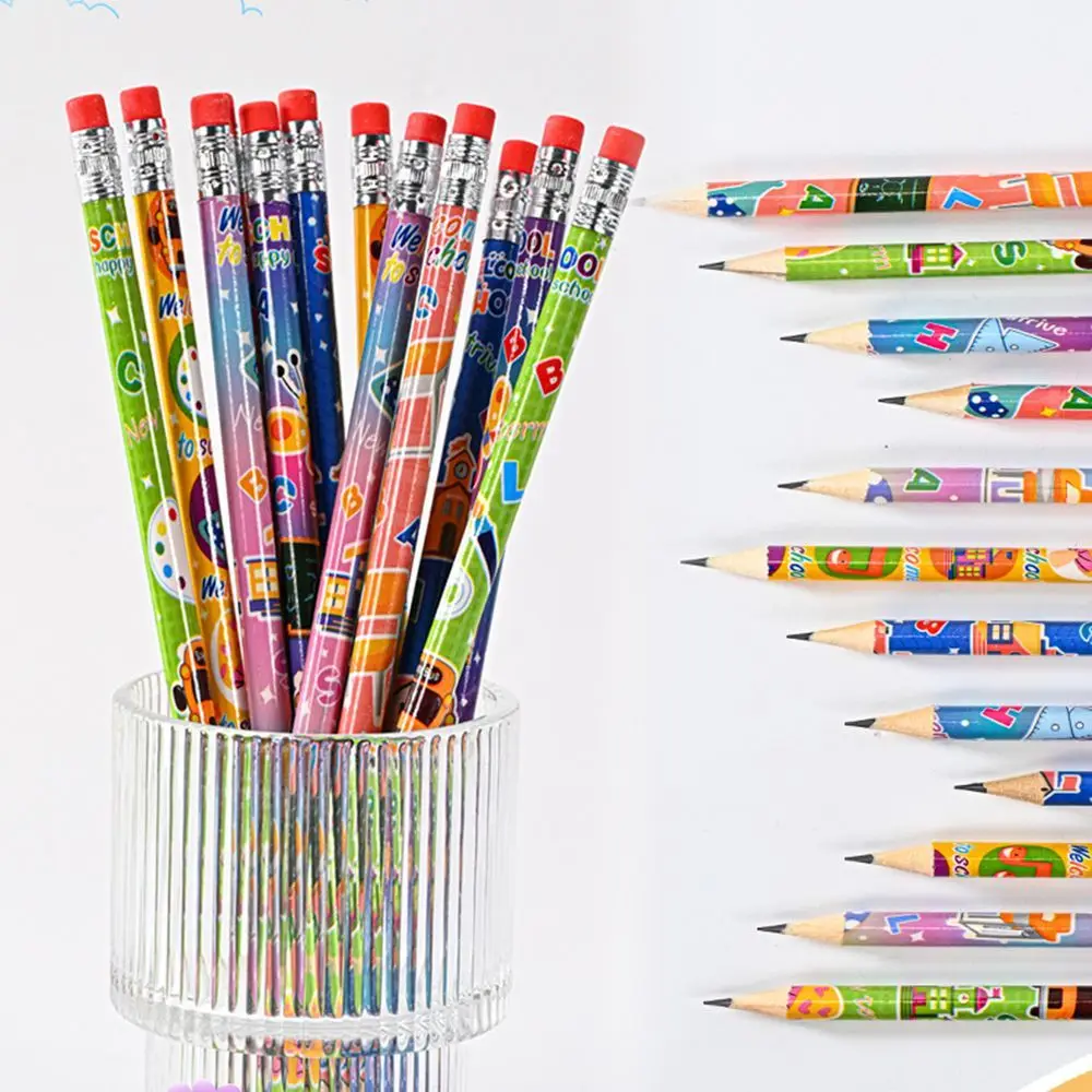Random Style Pencils 50Pcs Bulk HB Wooden Pencils with Eraser Classroom Teacher Award For Kids
