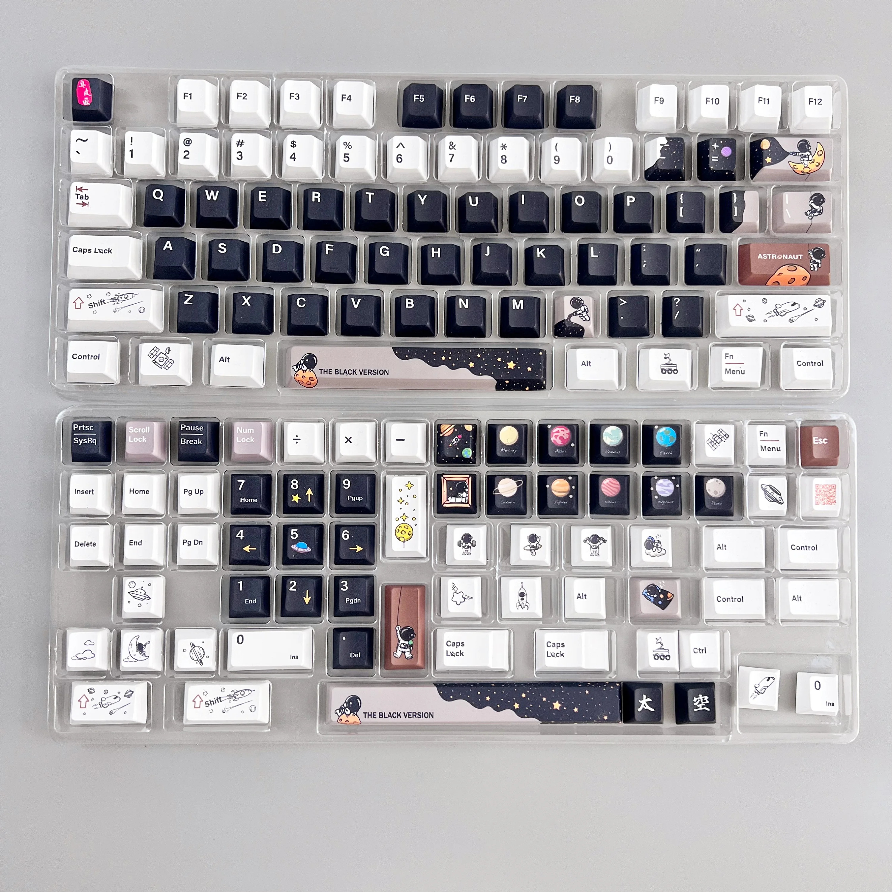 ชุดรูปแบบนักบินอวกาศ PBT เชอร์รี่โปรไฟล์ทึบแสงห้าด้านการระเหิดความร้อน keycaps แป้นพิมพ์กลอุปกรณ์ของขวัญ