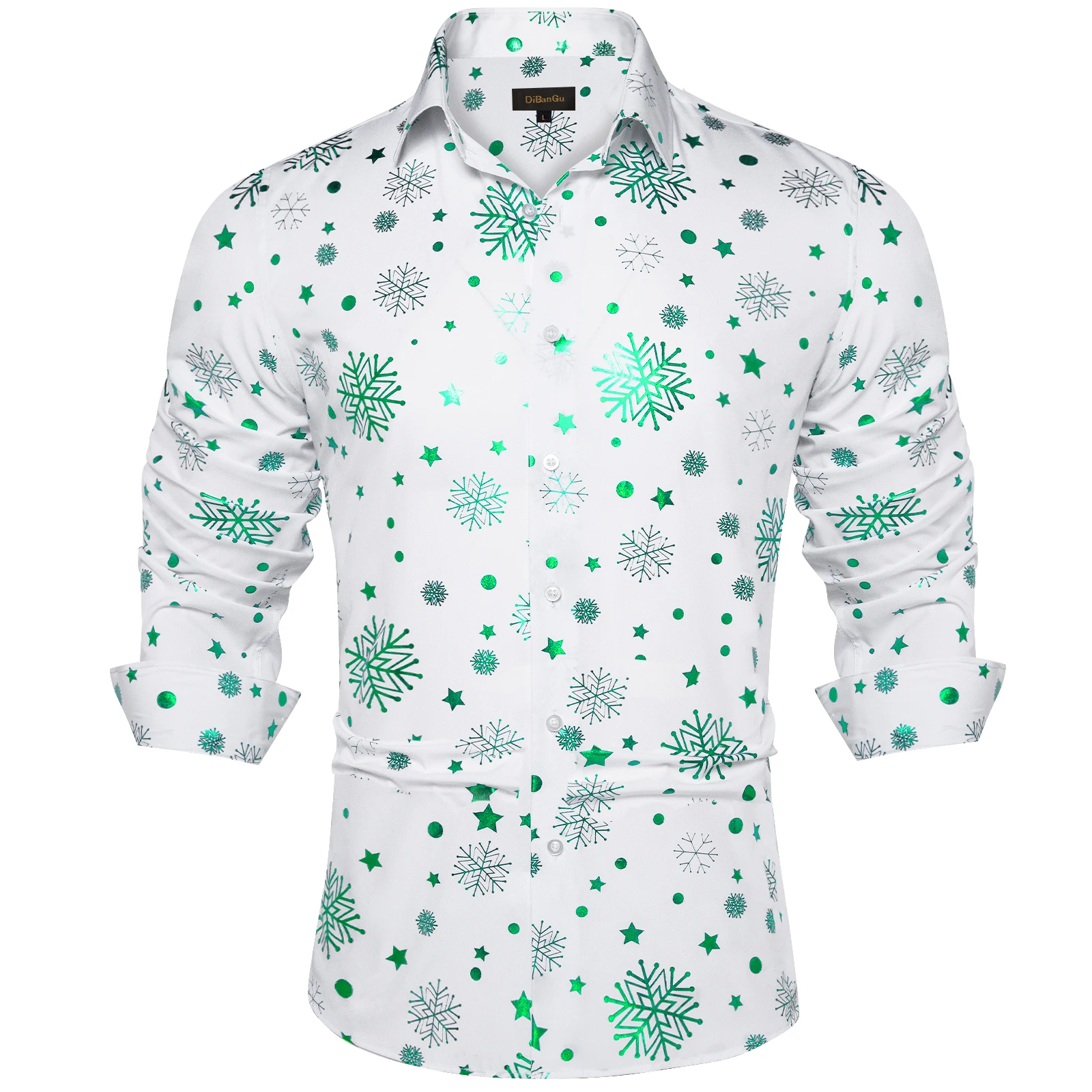 Christmas Men's Shirts Party Men Women Clothing Red Long Sleeve Button Down Collar Shirts Blouse With Silver Snowflake Patterned