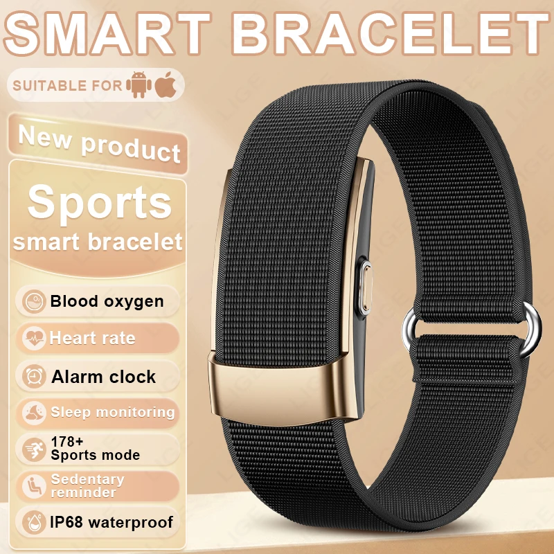 

LIGE Ultra-Light Smartband 2026 New 15g Smart Bracelet 170+ Sport Modes IP68 Waterproof Alarm Clock SpO2 Sport Fitness Tracker