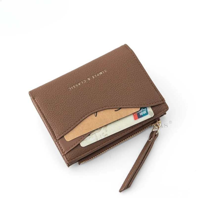 Women's Wallet Premium Short Two-Fold Wallet with Patchwork Design Zippered Coin Compartment and Card Holder