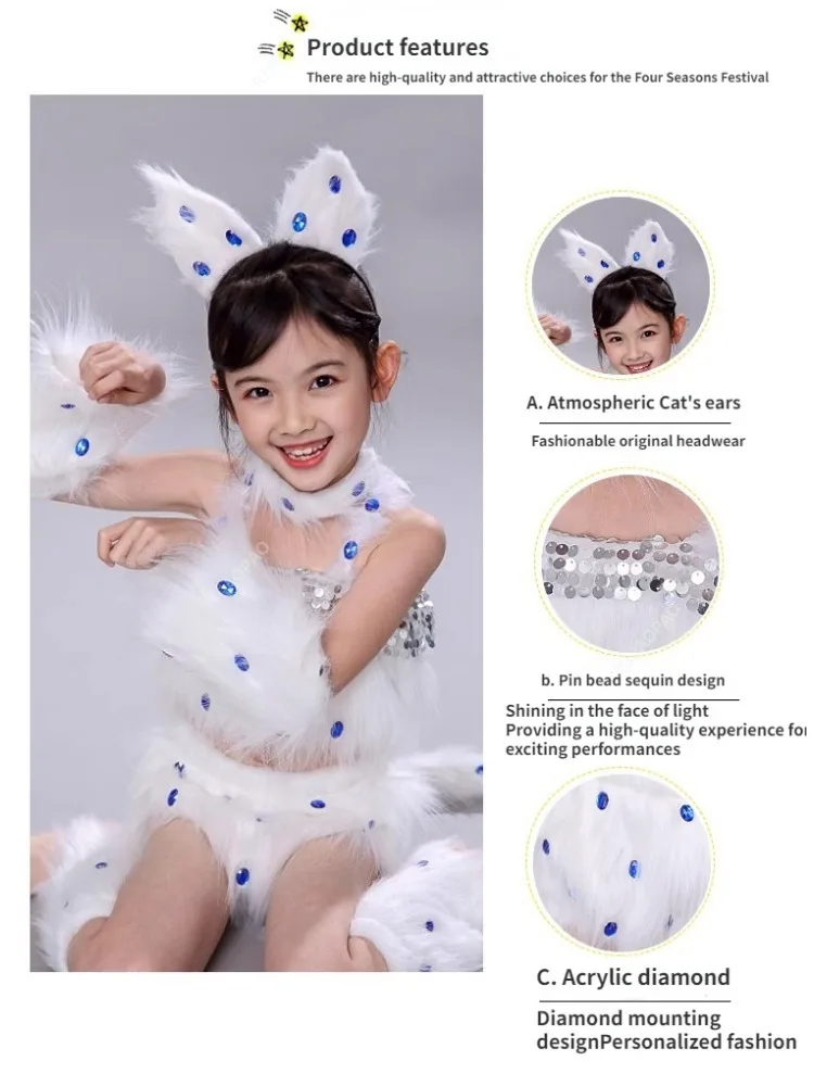 6 Colour Cat Cosplay for Girls Sexy Cat Girl Cosplay Costumes Fox Girl Cosplay Animal Dance Costumes for Children Halloween