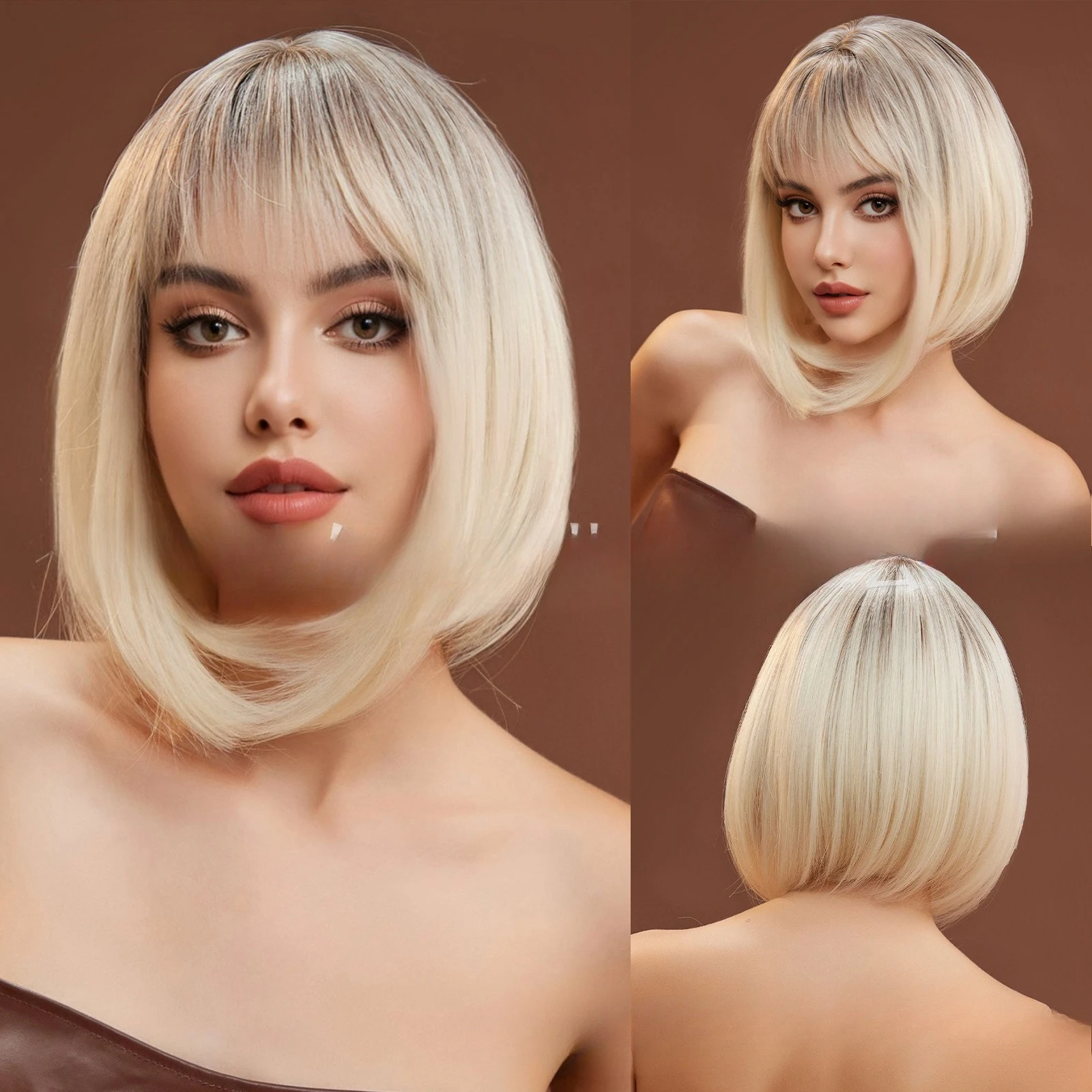 

Популярные европейские и американские парики Ци челка платиновая голова Бобо короткие волосы высокотемпературный шелковый парик