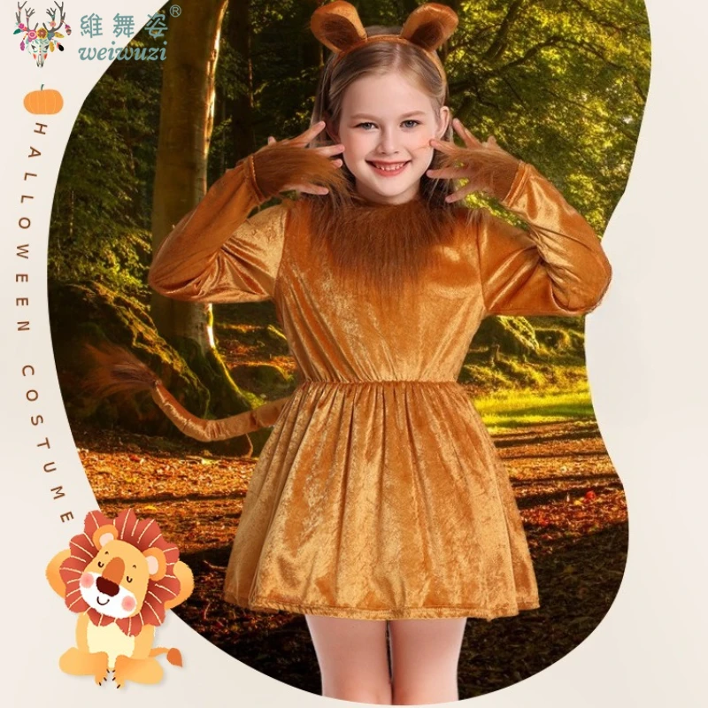 

Children's Day Super Cute Little Lion Cosplay Outfit Fantasy Ear Cartoon Animals Costume Disguise Performance Stage Fancy Dress