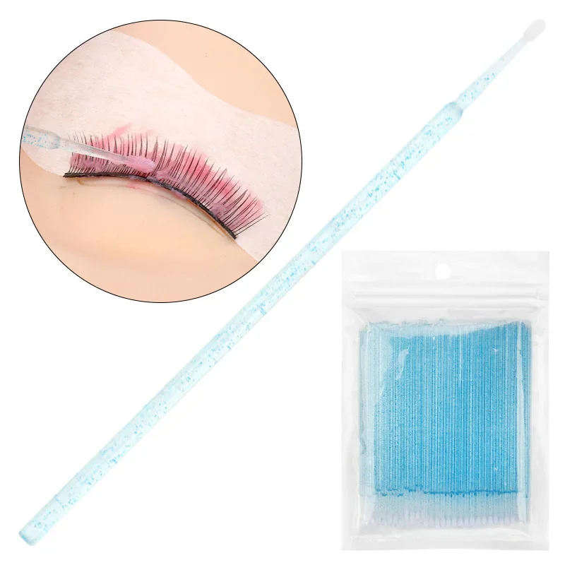Ciglia usa e getta 100PCS Spazzole per estensione Tampone per ciglia Micro spazzole per rimuovere la pulizia Accessori per strumenti di estensione delle ciglia