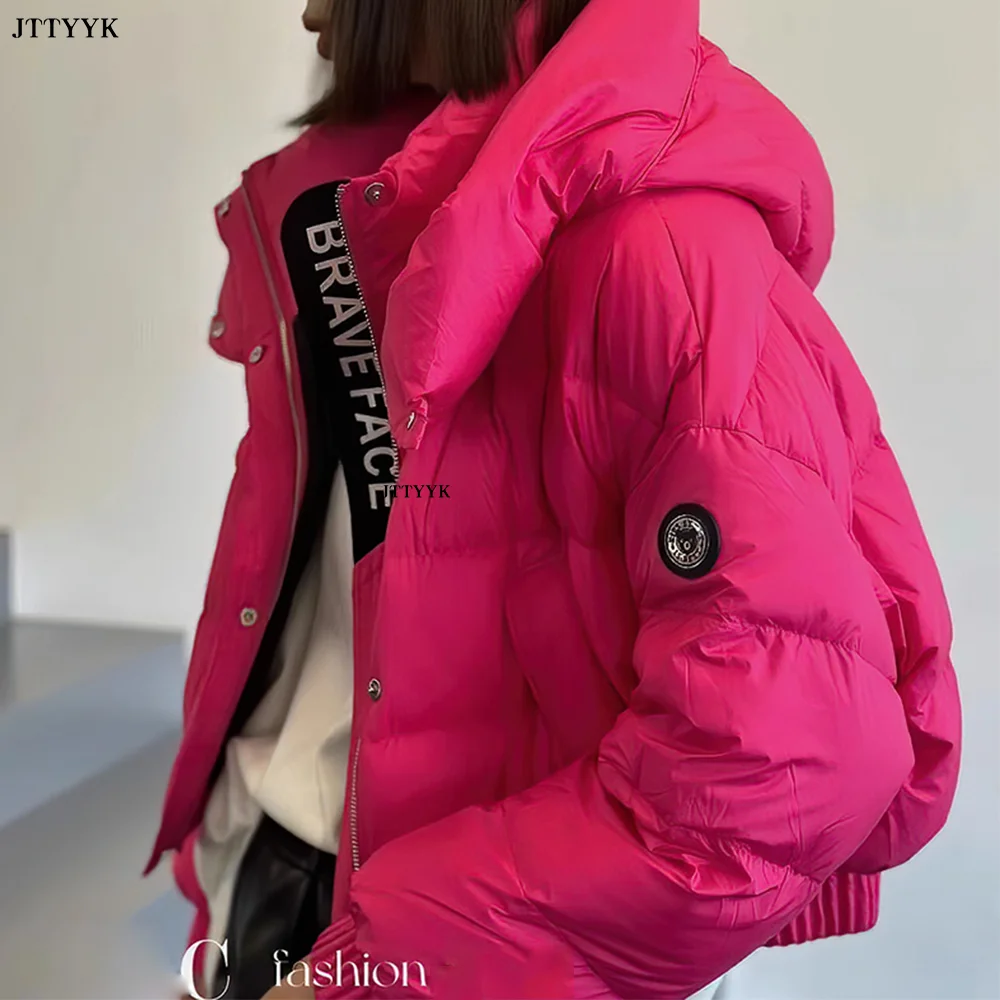 Doudoune Ultra Légère Courte en Duvet de Canard Blanc pour Femme, Parka à Capuche de Marque, Manteau d'Optique Féminin, Nouvelle Mode Hiver 2023