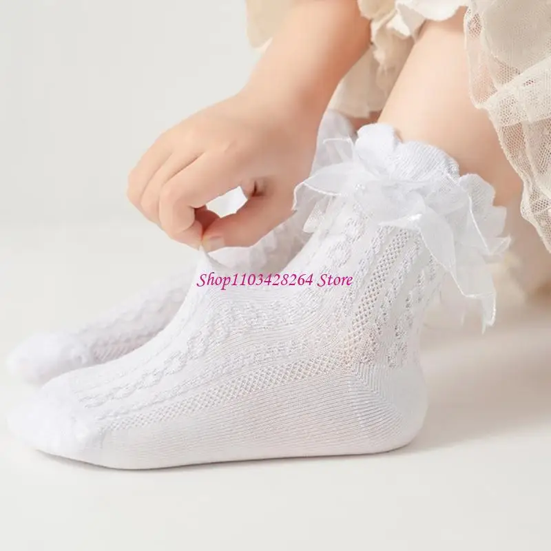 1 Pair Baby Short Socks with Large Ruffle Trim for Spring Autumn 1 to 10+ Year