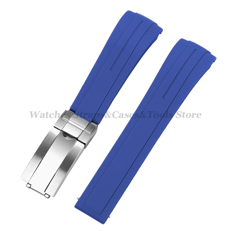 20mm 21mm 22mm Kautschukband Silikonarmband mit gebogenem Ende für Rolex für Water Ghost Faltschließe Wasserdichtes Armband Armband