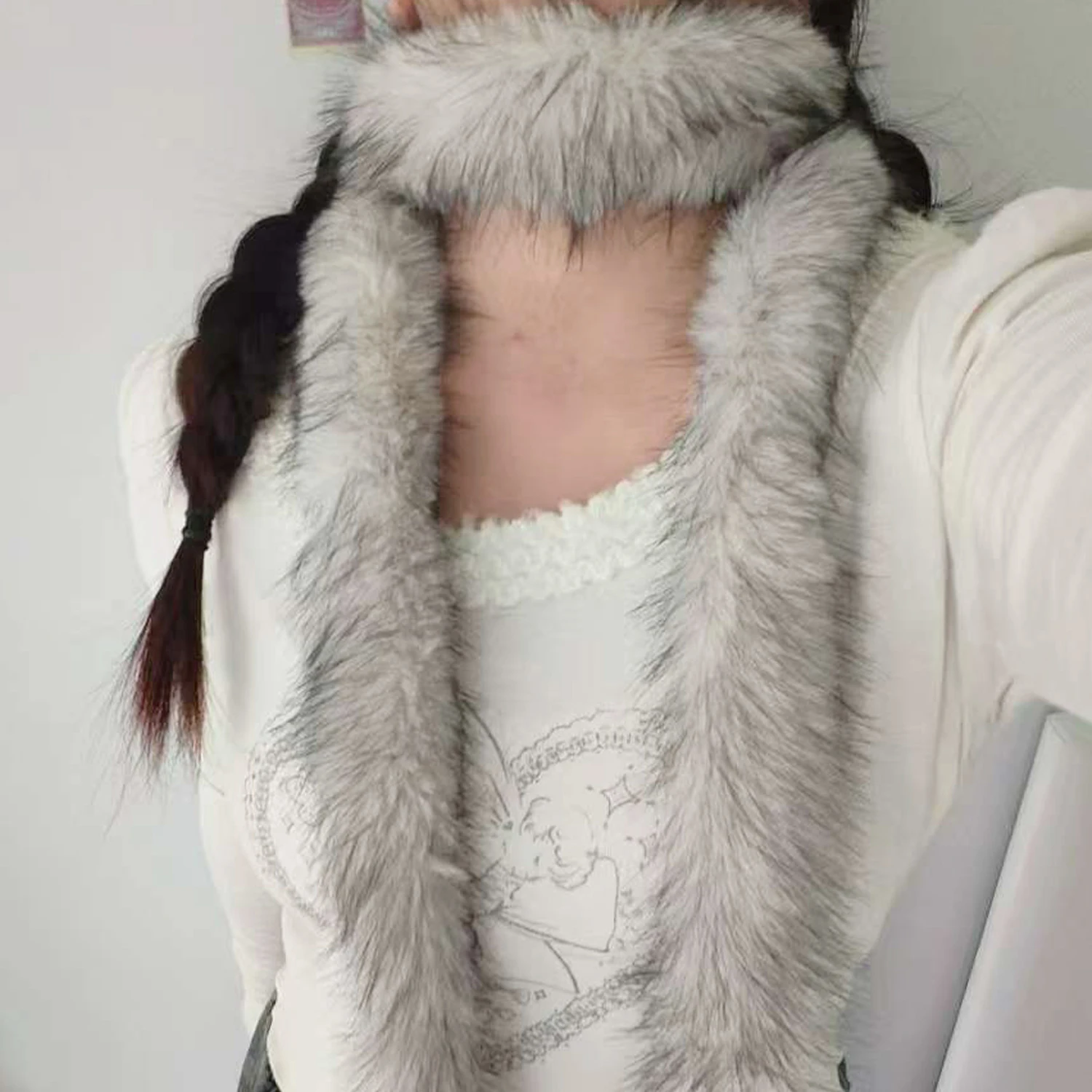 

Зимний женский плюшевый шарф из искусственного меха, длинный узкий вариант, теплый ветрозащитный шарф на шею Ins Style Senior Sense, элегантный стильный шарф