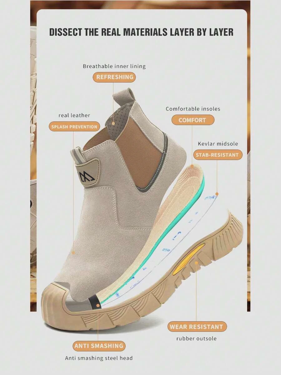 Fabrikqualität Herren-Sicherheitsschuhe Komfortable Herren-Arbeitsschuhe Unzerstörbare Durchstichsichere Leichte Outdoor-Arbeitsstiefel – Detail 17
