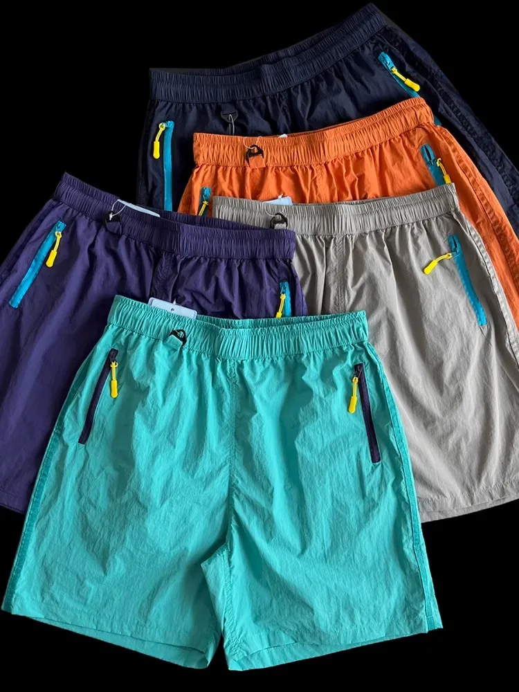 Anti-Wrinkle Breathable Men's Beach Sports Shorts Quick-Drying Comfortable Nylon High Waist Wide Leg Pants Casual Summer Trou...