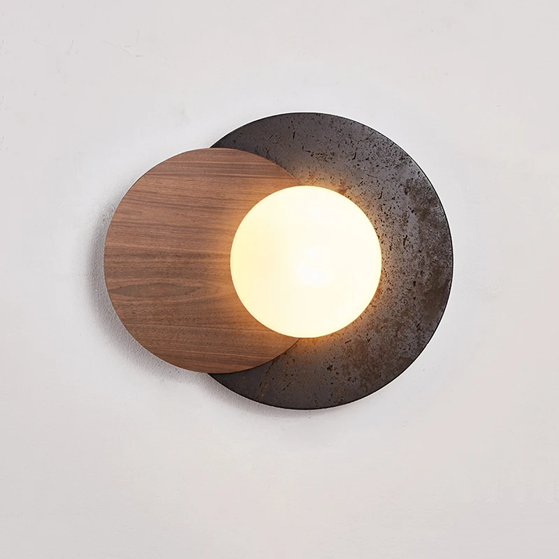 

Led Black Stone Light Luxury High-End Atmosphere Wall Lamp Modern Creativity Wabi Sabi Restaurant Bedroom Bedside Sconce Light