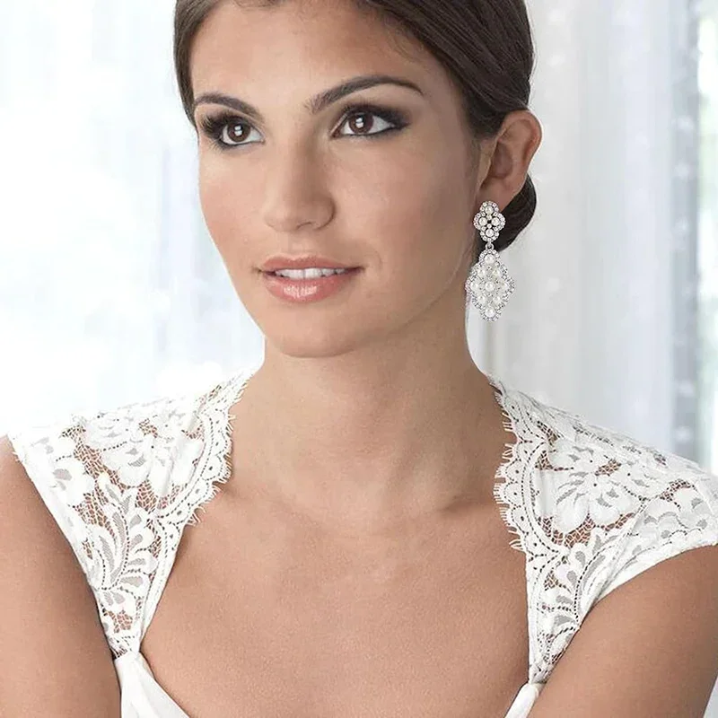 CAOSHI Ornate Chandelier Dangle Earrings Full Paved Small Cubic Zircon for Female Evening Party Brilliant Jewelry Accessories