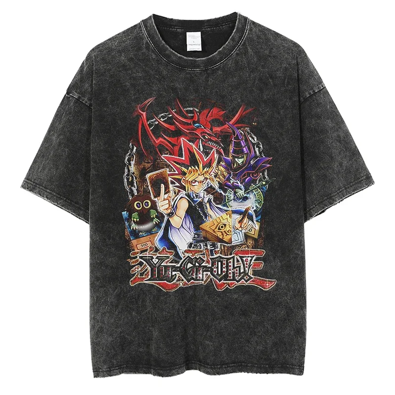 2025 Women Men Washed T Shirt Hip Hop Streetwear Japanese  Anime Yu Gi Oh Graphic Vintage T-Shirt Harajuku Short Sleeve Tee Tops