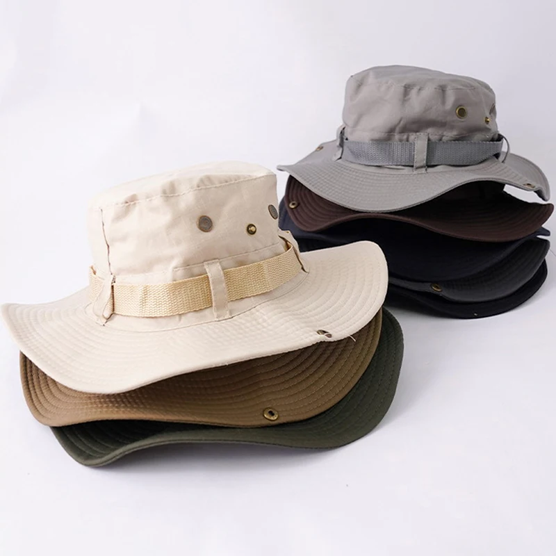 2023 New Fashion Summer Bucket Hat Cowboy Men Outdoor Fishing Hiking Beach Hats Breathable Anti UV Sun Cap Large Wide Brim