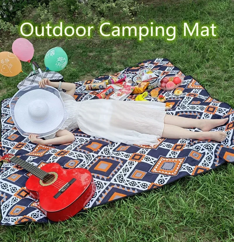 2*2M Outdoor Picnic Blanket Folding Waterproof Camping Mat Machine Washable Thicken Rug Beach Blanket Portable Tent Ground Mat