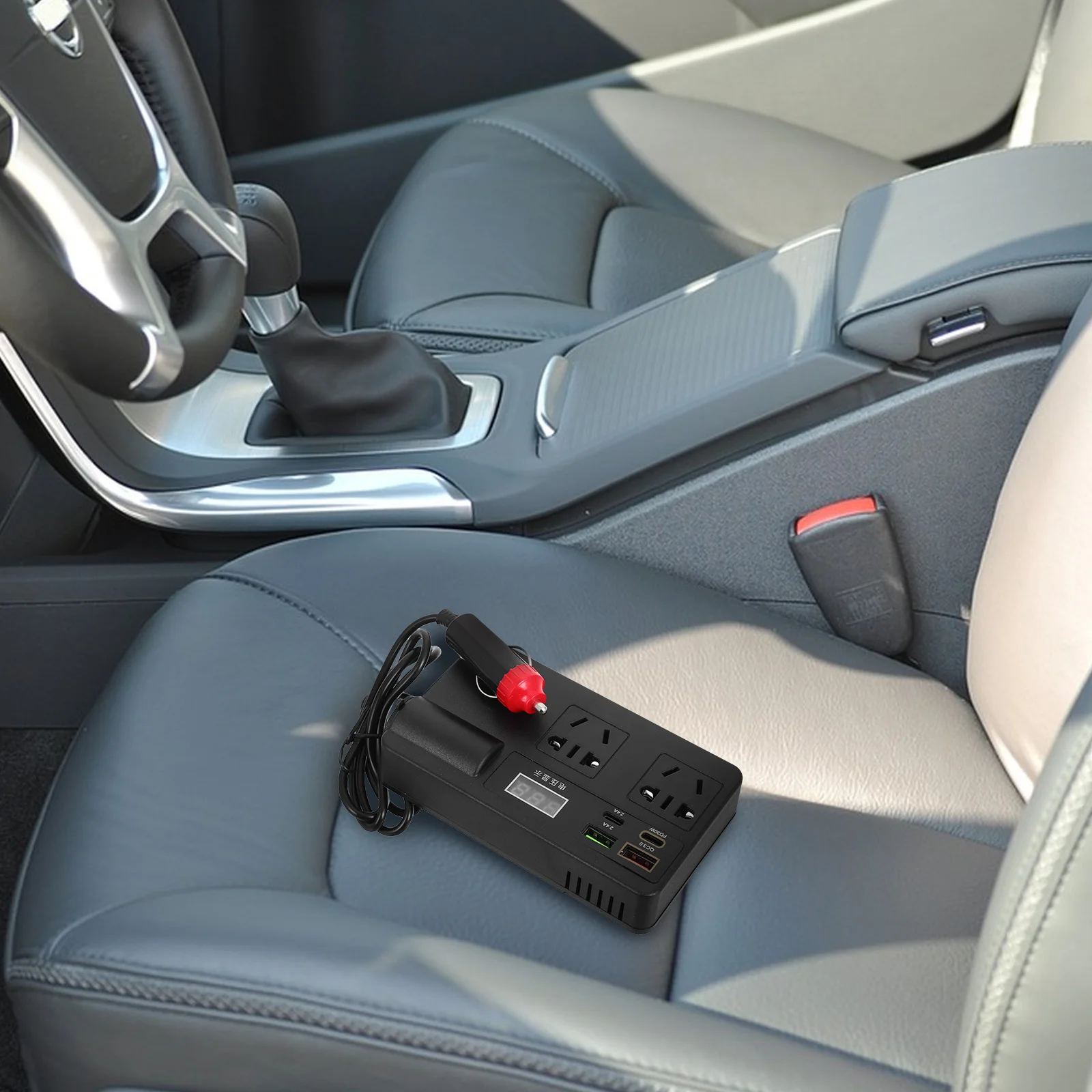 車用パワーインバーター 120W 12V24V から 220V 多機能 USB ポートとソケット付き 車載用ノートパソコン・携帯電話用電源コンバーター