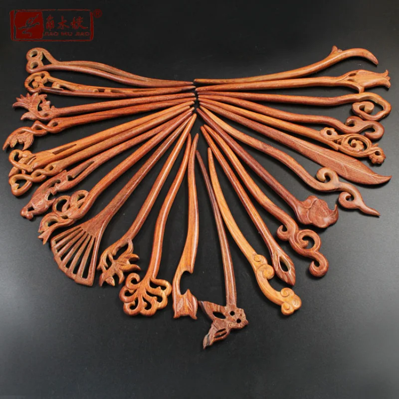 

Carved hairpin made from red sandalwood