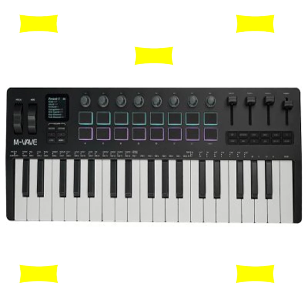 M-VAVE SMK-37 MIDI Controller 37-Key Semi-Weighted 16 Velocity RGB Pads & 8 DAW Knobs USB/Bluetooth Dual Mode Controller