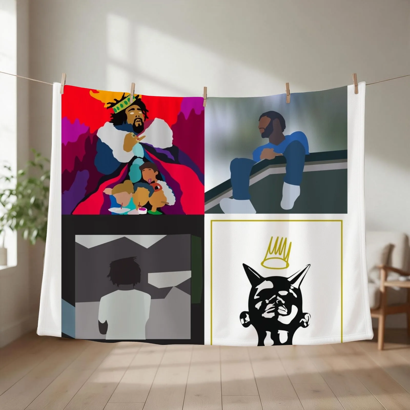 j cole minimal albums Throw Blanket couch cozy soft plush fuzzy picnic outdoor blanket