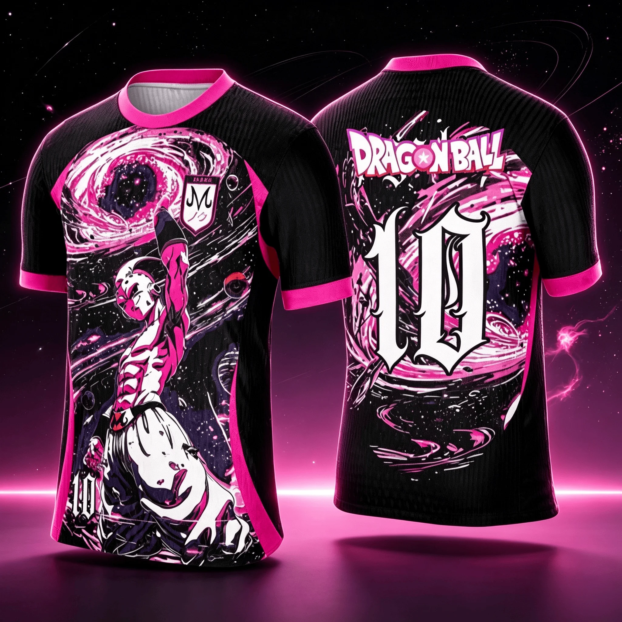 Anime Dragon Ball Majin Buu Printed Football Jersey Men Breathable Quick Drying Short Sleeved T-shirt Family Matching Clothing