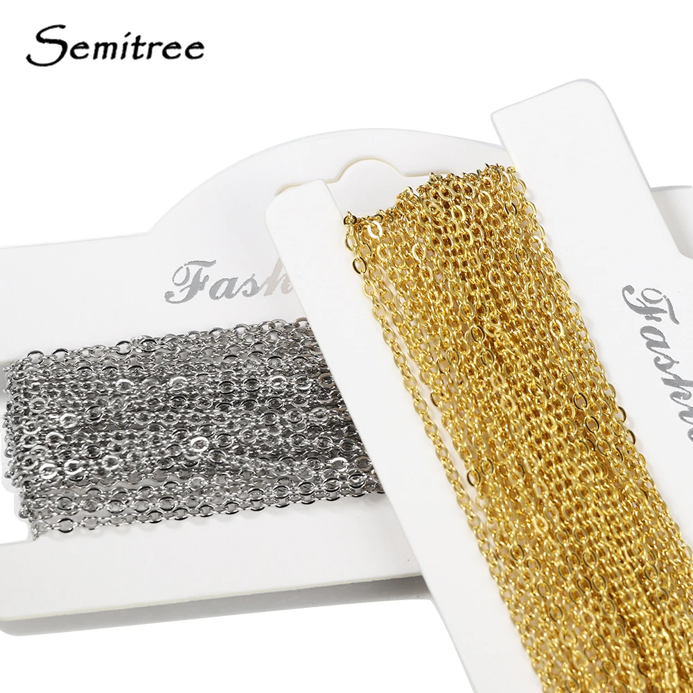 Semitree 5 meters 2mm  Stainless Steel Link Chains Necklaces for DIY Jewelry Making Findings Handmade Crafts Accessories