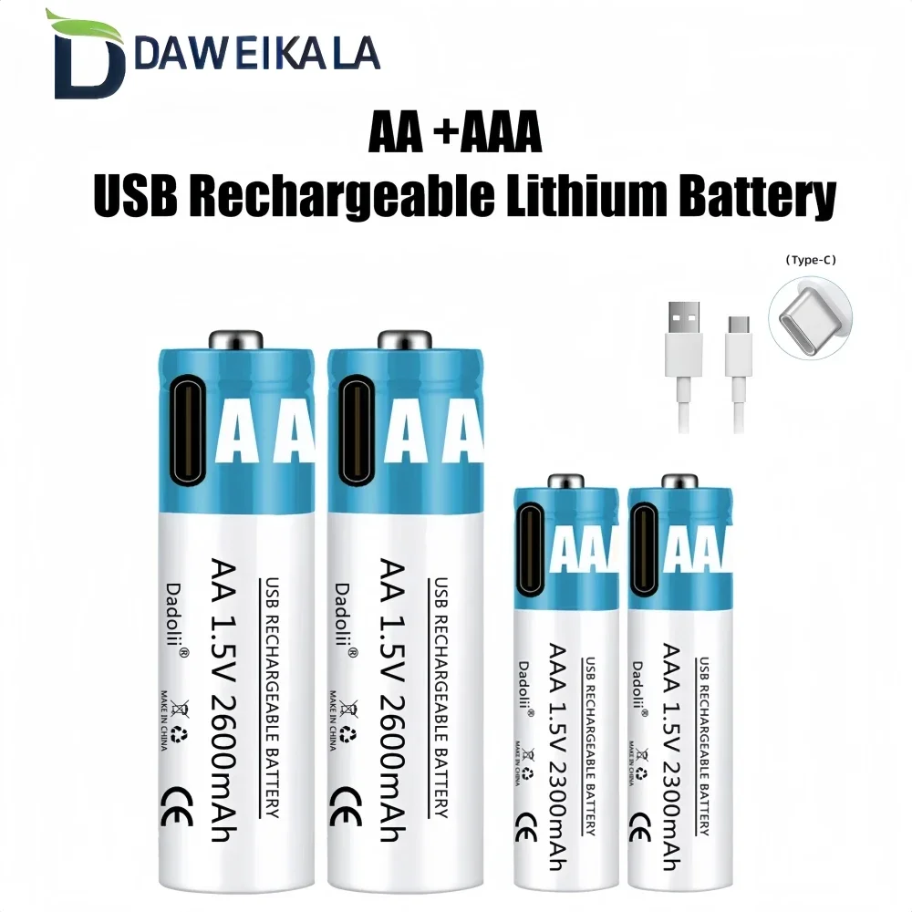 AA+ AAA Battery 1.5V rechargeable Battery 2600mAh rechargeable lithium ion Replace AA 1.5V USB fast charging lithium ion Replace