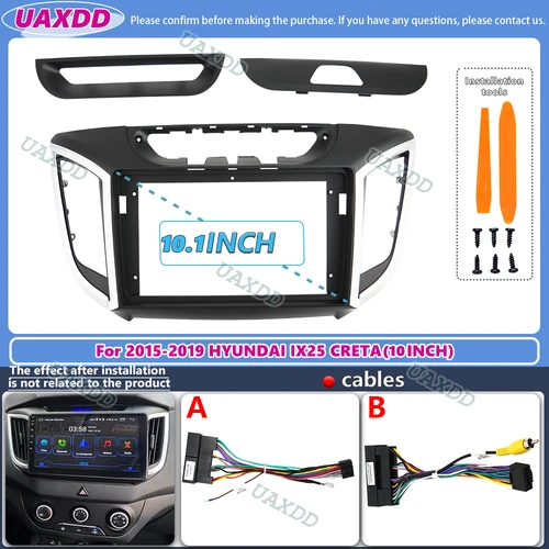 Para 2014-2019 Hyundai IX25 CRETA 10,1 pulgadas 2 Din radio estéreo de coche panel de marco Android cable de fascia adaptador de arnés de vídeo decodificador