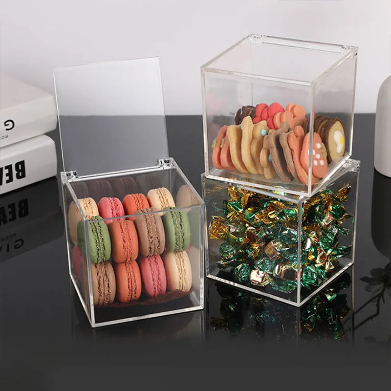 Clear Acrylic Storage Box Square Display Box Case Jewerly Gift Boxes Organizer Crafts Showcase Candy Food Storage Container