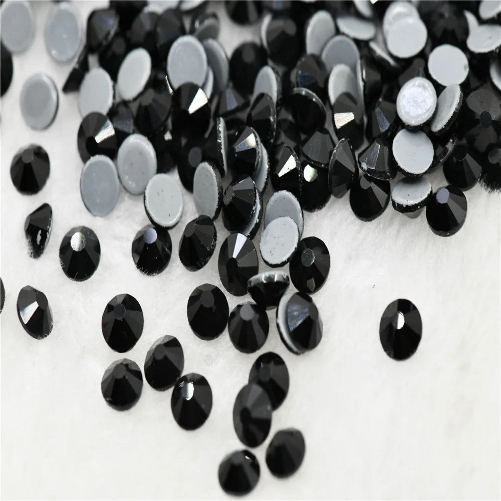 Jet Black HotFix Rhinestones ss6 8 10 12 16 20 30 Iron On Flatback Crystals For Luxury Dress