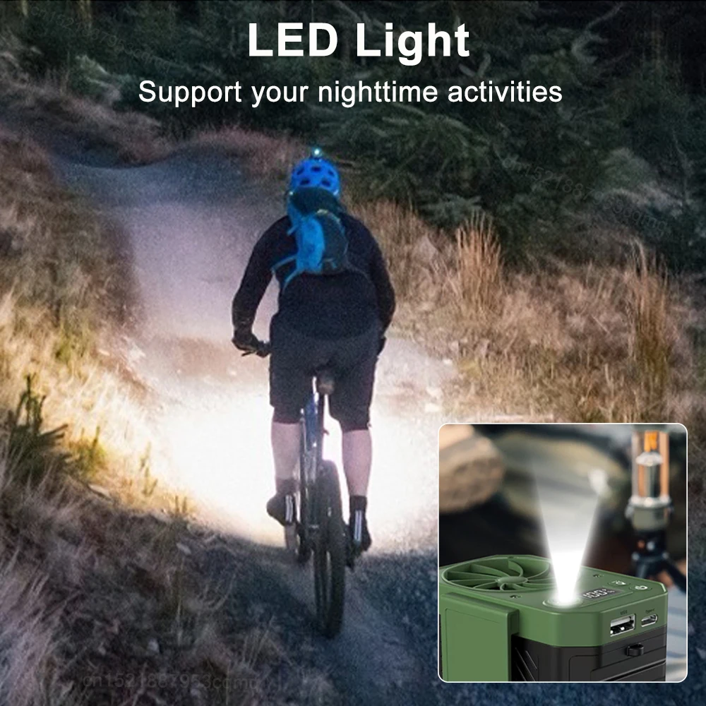 Kipas pinggang portabel 10000Mah, kipas gantung leher/pinggang untuk luar ruangan, pendingin udara angin kuat, kipas klip dapat dipakai untuk pinggang dengan lampu