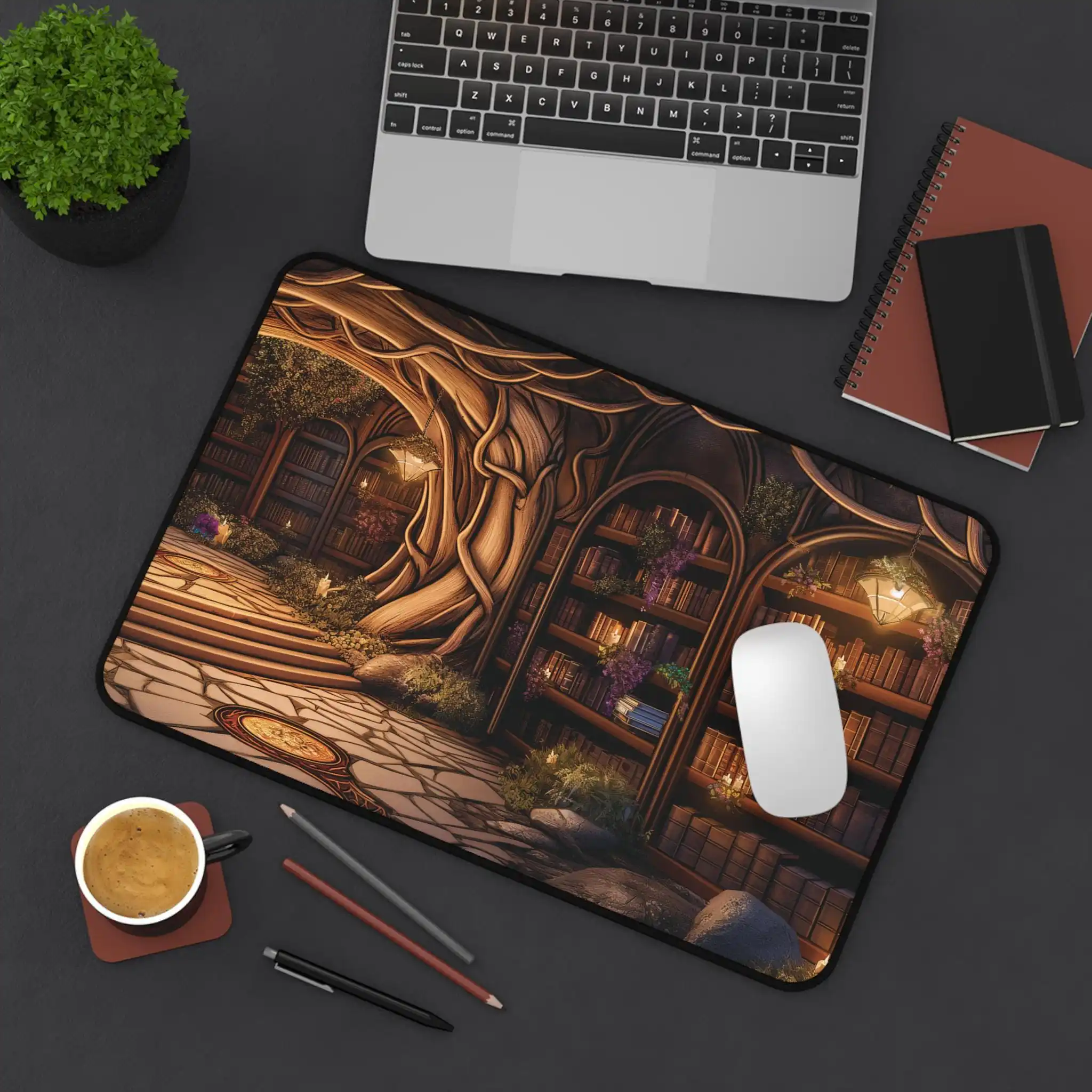 Magic Book Corner Deskmat,Magical Library Desk Mat,Bookworm Mousepad,Gift for Book Lovers,Unique Desk Decoration,Book Corner Set