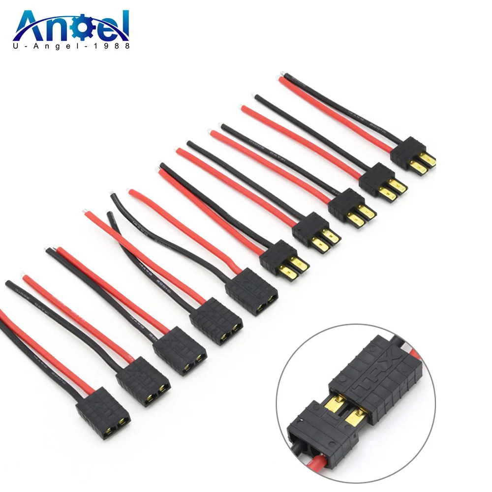 

5pcs/lot Trx Plug Male Female Connector Silicone Wire With 10CM 14AWG for Rc Battery / Rc Drone