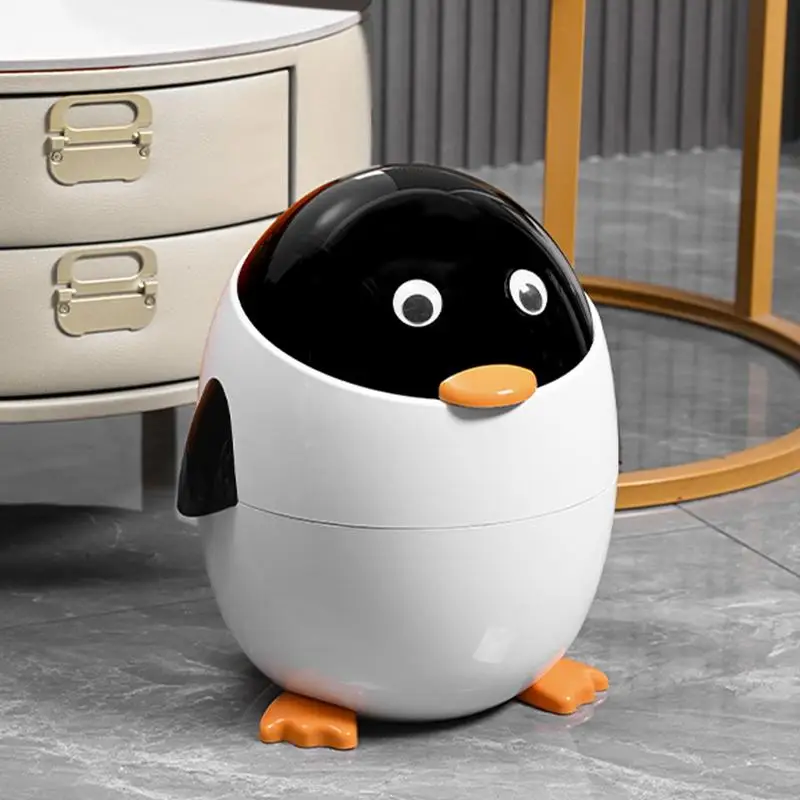 Penguin Trashcan Bathroom Trash Bin Penguin Trash Bin Desk Garbage Can Animal Shaped Trash Can Wastebasket For Car Home Bedroom