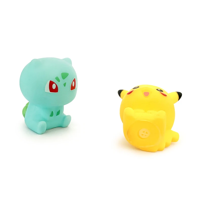 Pokemon Pikachu 6 sztuk zabawki wodne 5-6 CM Squeak & Float zabawka do kąpieli Anime Eevee Snorlax Charmander Squirtle Bulbasaur dla chłopców