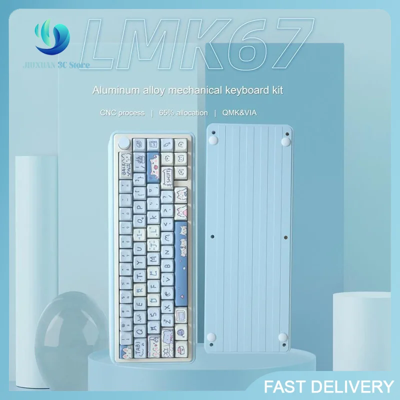 Zuoya Lmk67 Cangkang Aluminium Cnc 3 Mode, Kit Keyboard Rgb Dapat Ditukar Panas Mendukung Instalasi Struktur Gasket Via/qmk