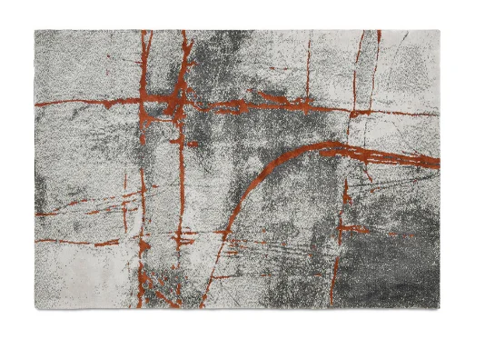 

Quarry 5 x 6.5" Abstract Area Rug, Gray & Orange Polypropylene